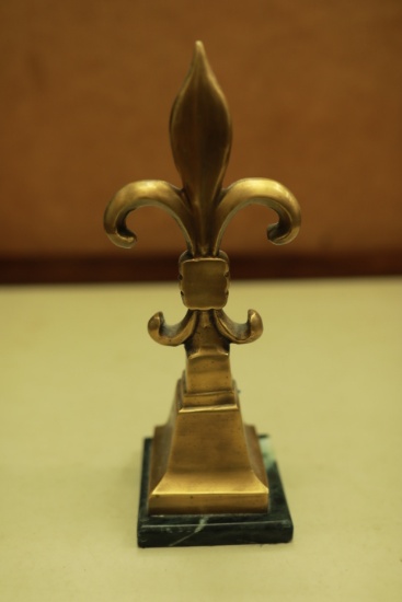 Brass & Marble Fleur De Lis Piece