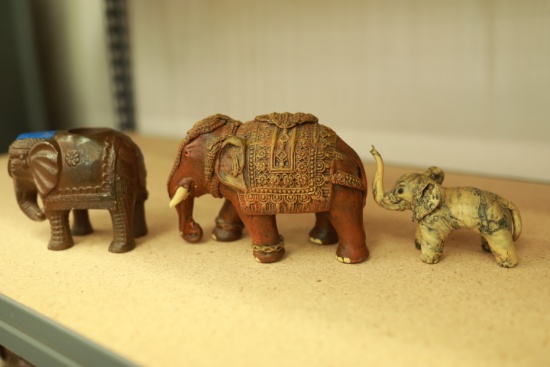 3 Elephant Figurines