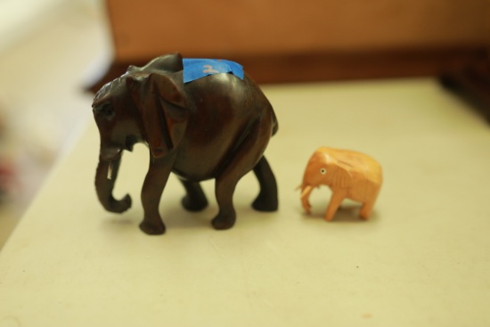 2 Wooden Elephants