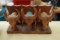 3 Mahogany Bull Bookends