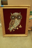 Owl Art Made from Costume Jewelry
