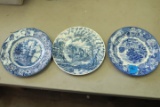 3 Blueware Plates