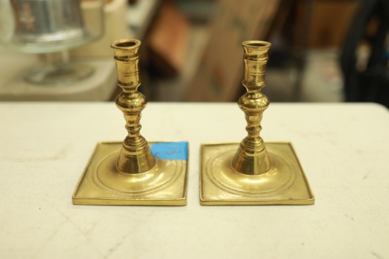 Pair of Heavy Brass Candlesticks