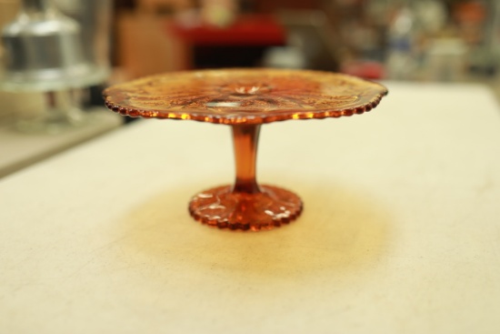 Amber Glass Footed Cake Stand