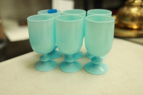 6 Pale Blue Glasses