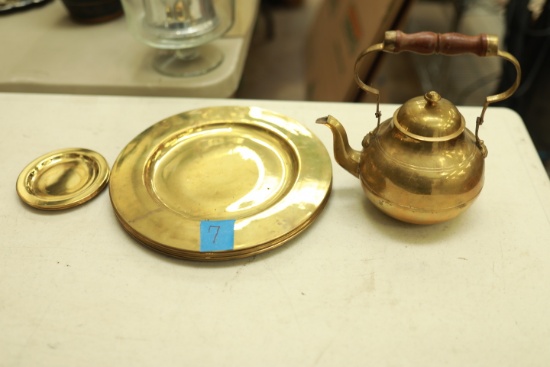 Brass Plates & Brass Tea Kettle