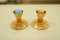Pair of Amber Depression Glass Candlesticks
