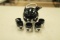 Farber Brothers Onyx Glass & Chrome Pitcher with 6 Glasses