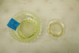 Vaseline Glass Bowl & Small Heisey Plate