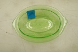 Green Depression Glass Oval Serving Bowl