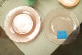5 Pink Depression Glass Plates