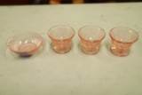 4 Pink Depression Glass Pieces