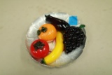 Glass Fruits on Hammered Aluminum Tray