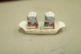Vintage Salt & Pepper Shakers on Tray