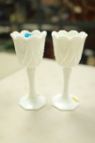Pair of John Kemble Milk Glass Vases