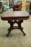 Antique Eastlake Red Marble Top Parlor Table