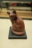 Metal Cat Figurine on Stand
