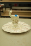 Red Wing Pottery Tray with Deer Pattern Flower Frog