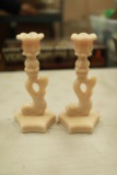 Pair of Westmorland Glass Dolphin Candlesticks