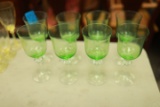 8 Green Glass Stems
