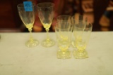 6 Assorted Amber Glass Stems