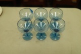 6 Blue Glass Stems