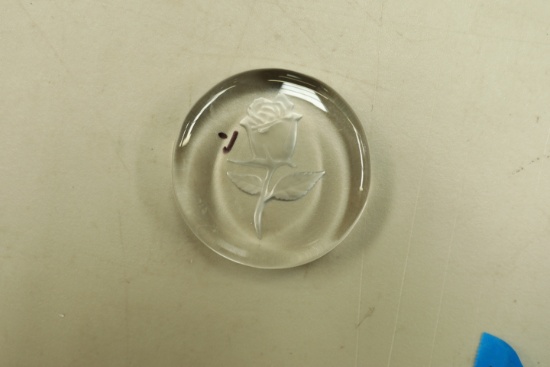 Glass Rose Paper Weight