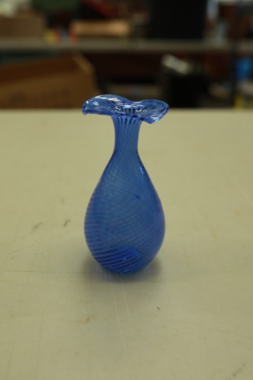 Blue Swirl Glass Vase