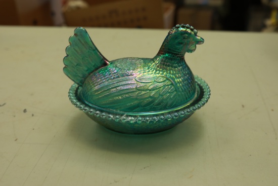 Carnival Glass Hen on The Nest