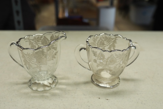 Silver Overlay Sugar And Creamer