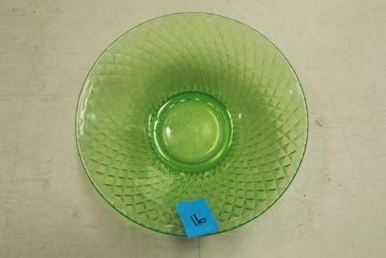 Uranium Glass Bowl with Diamond Block Pattern