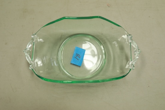 Green Depression Glass Handled Bowl