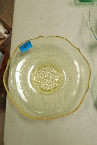 Vintage Lancaster Glass Landrum Topaz Yellow Console Bowl