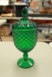 Green Glass Candy Dish