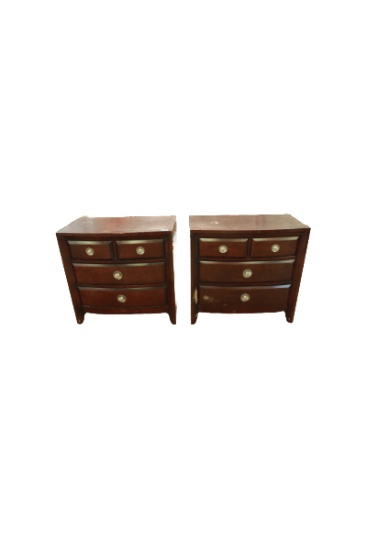 Pair of Contemporary 4 Drawer Nightstands