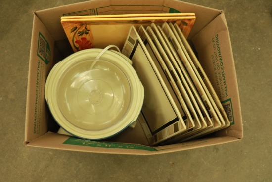 Box of Plates & Crock Pot