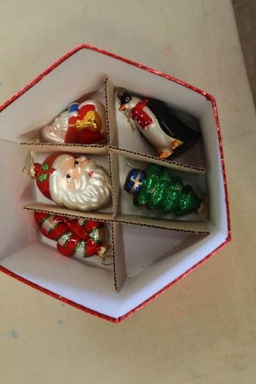 Box of 5 Hand Blown Christmas Ornaments