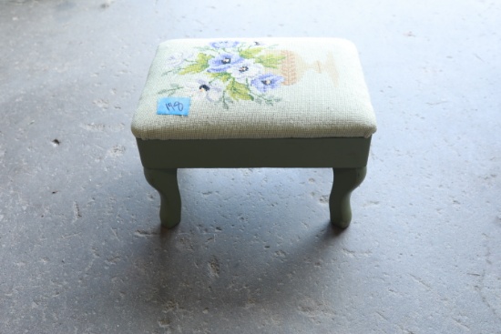 Antique Needlepoint Foot Stool
