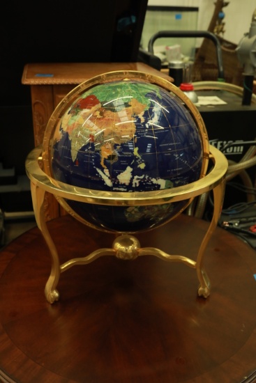 Gemstone Globe on Brass Base