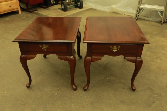 Pair of Cherry Queen Anne Style End Tables