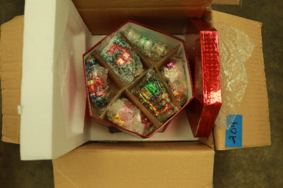Box of Glass Christmas Ornaments