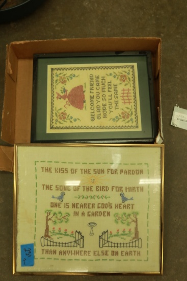 2 Framed Cross stitch Pieces
