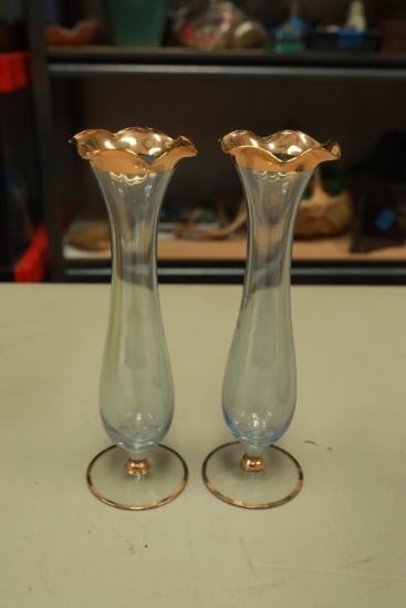 2 Gold Trimmed Vases