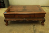 Wooden Inlaid Coffee Table with Drawer
