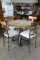 Metal Pub Style Table with Stone Top & 4 Chairs
