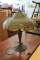 Antique Slag Glass Lamp with Brass Base