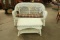 Vintage Wicker Love Seat & Coffee Table