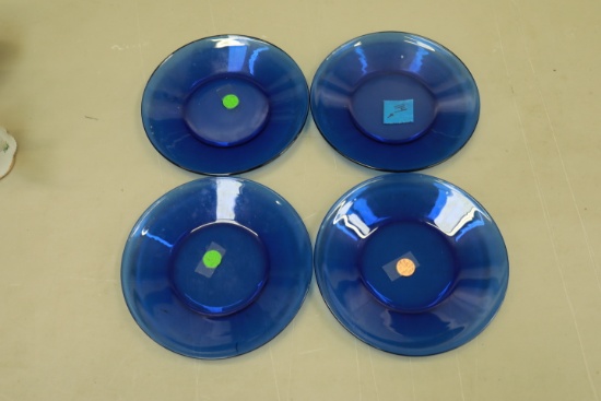 4 Cobalt Glass Plates