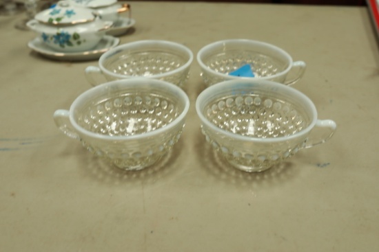 4 Moonstone Glass Cups