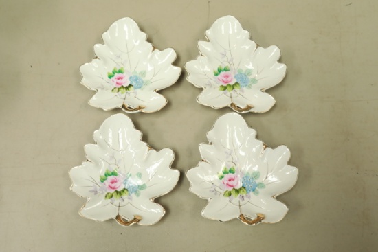 4 Painted Leaf Trays